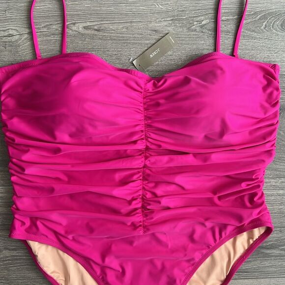 J.CREW Ruched Sweetheart One Piece Swimsuit Size 22/3X Radiant Fuchsia Pink NWT - Picture 4 of 9